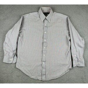 LRL Lauren Ralph Lauren Mens Long Sleeve Button Down Shirt Gray Striped 16 32/33
